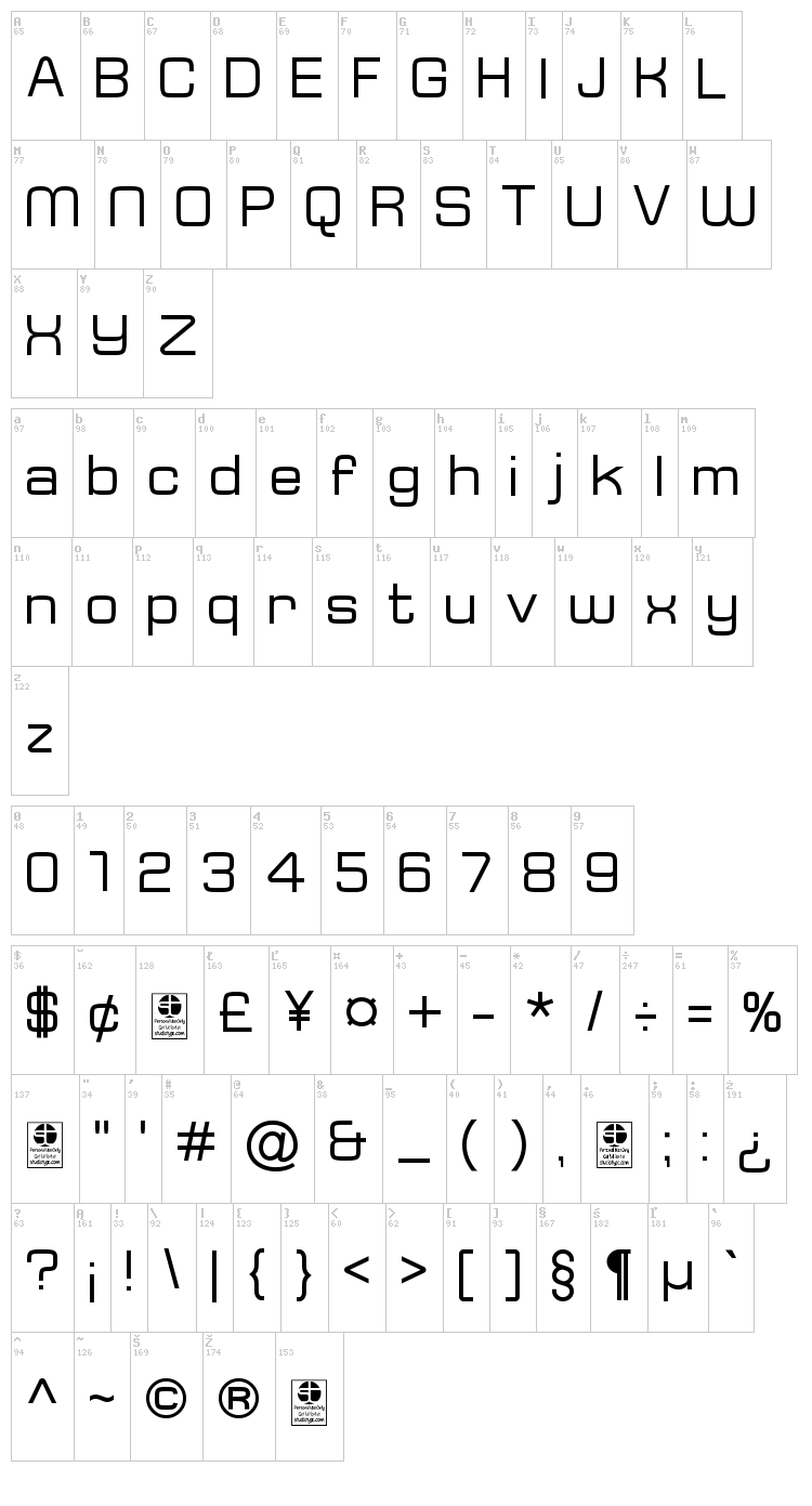 Typo Square font map